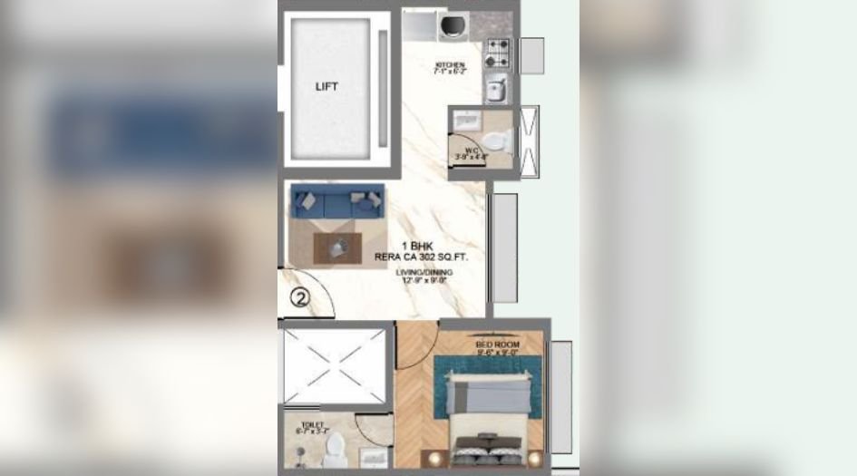 HS-Emerald-1BHK-302-sqft-unit-plan