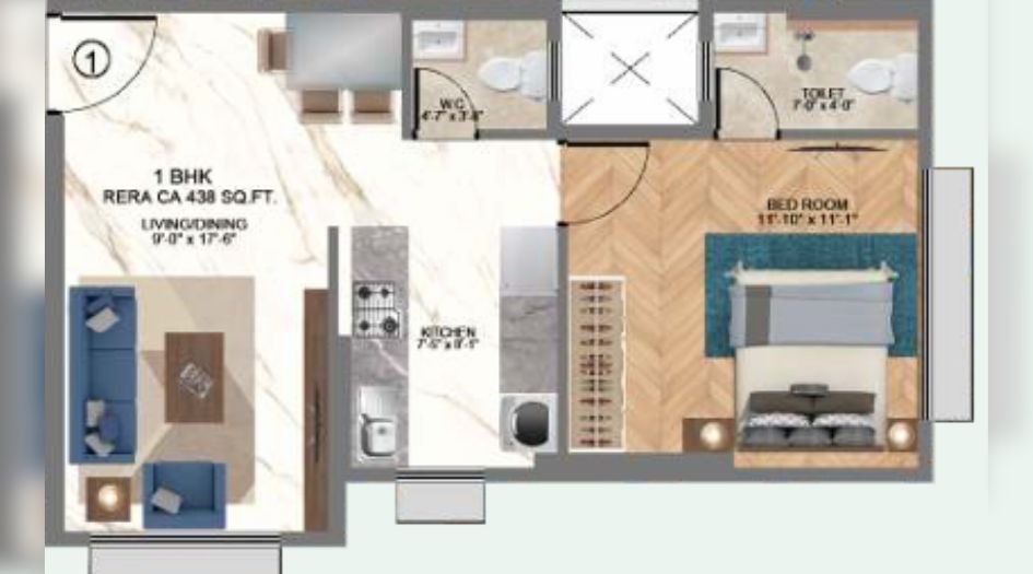HS-Emerald-1BHK-438-sqft-unit-plan